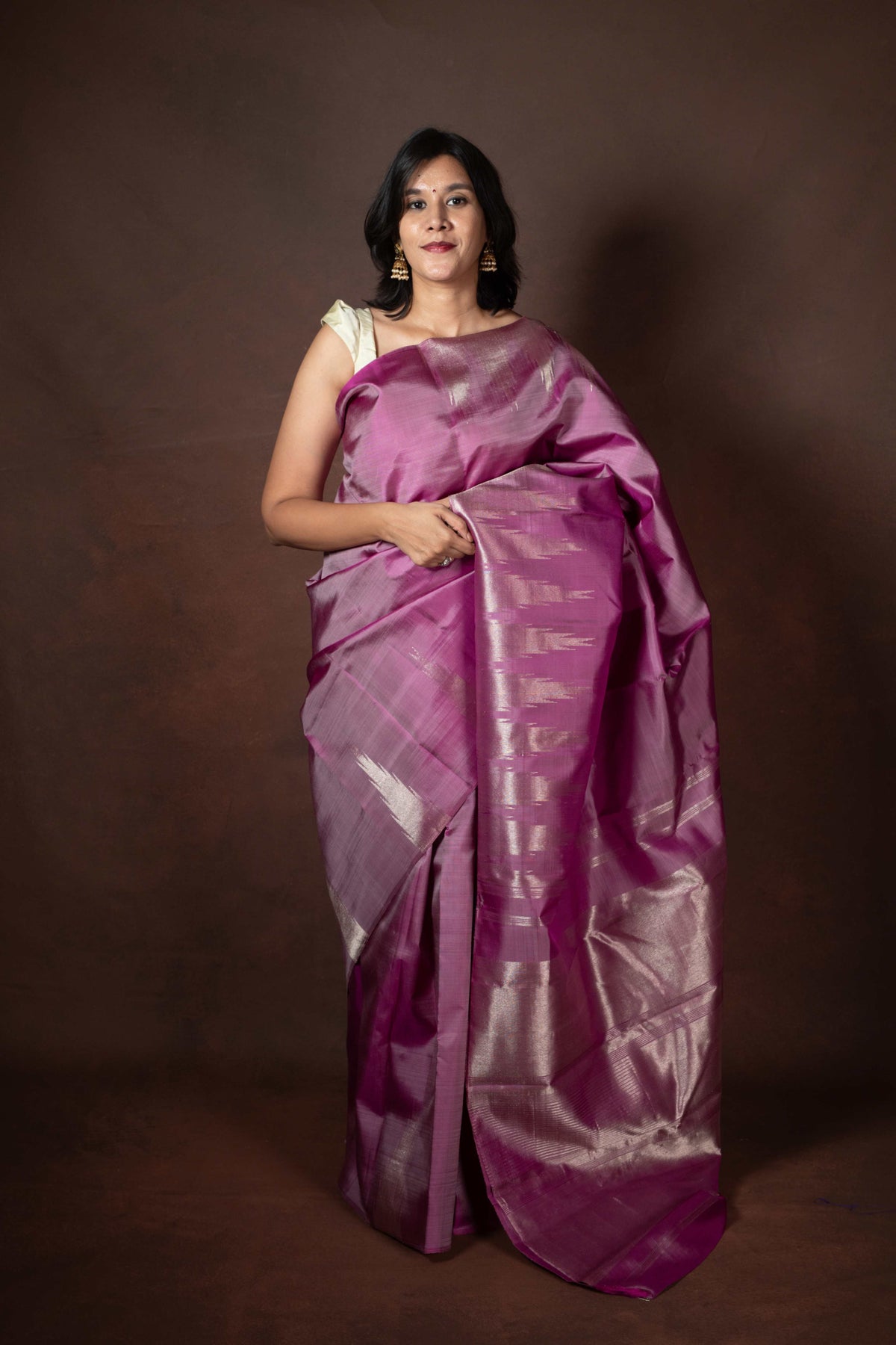 Lavender and purple kanjivaram silk saree