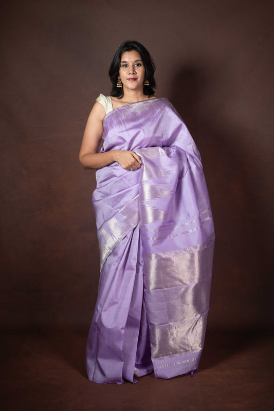 Lilac lavender pure silk saree