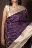 Grape purple pure silk saree