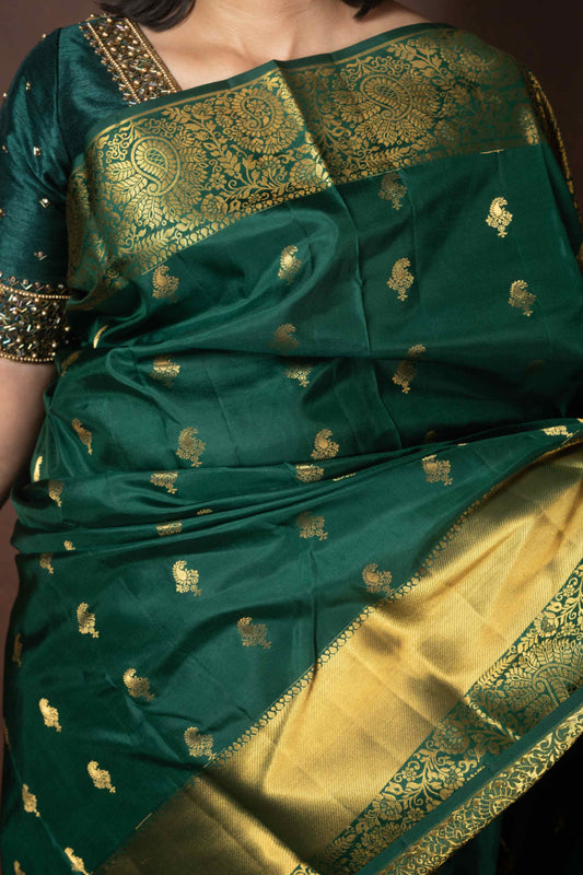 Dark Green Kanjivaram Silk Saree