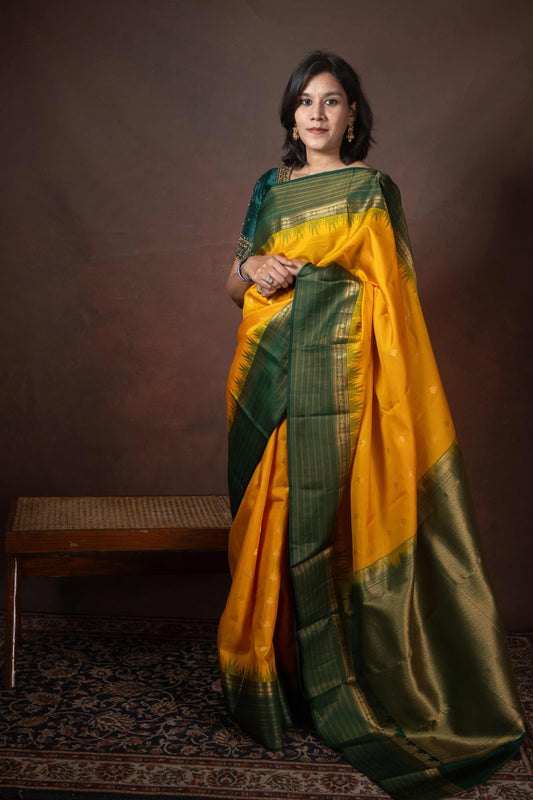 Mustard Kanjivaram Silk Saree