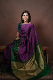 Purple and green silk saree