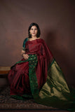 Maroon and Green Combination Silk Saree