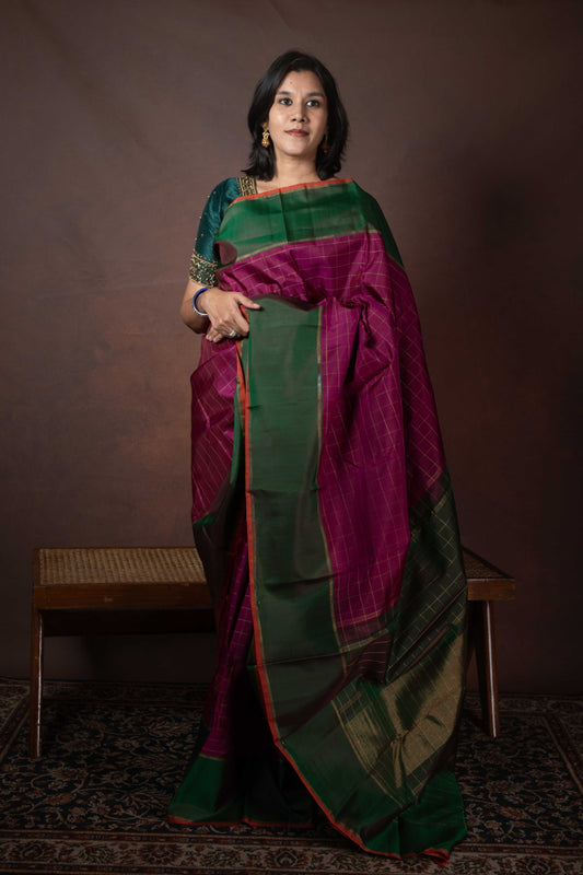 Purple retta pettu pure silk saree