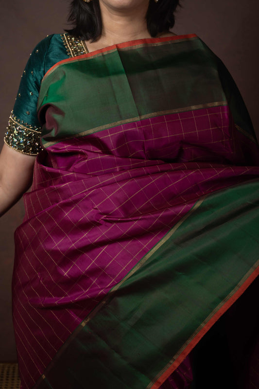 Purple retta pettu pure silk saree