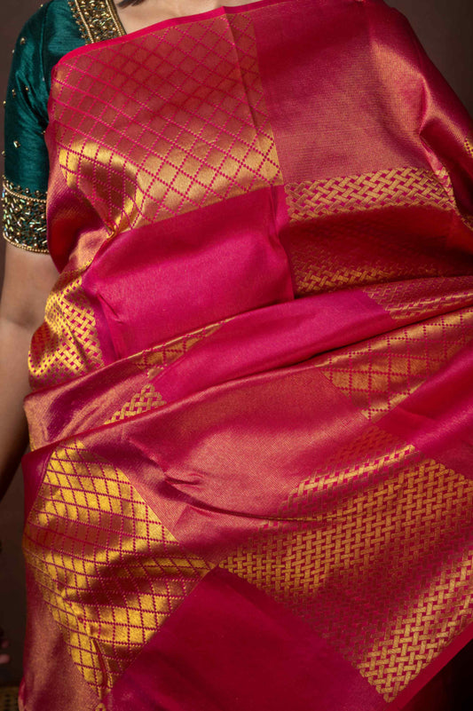 Pink Borderless Silk Saree