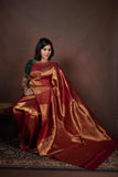 Maroon Borderless Kanchipuram Silk Saree