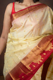 Beige pure silk saree