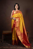 Yellow and Red Pattu Saree