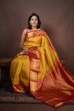 Yellow and Red Pattu Saree