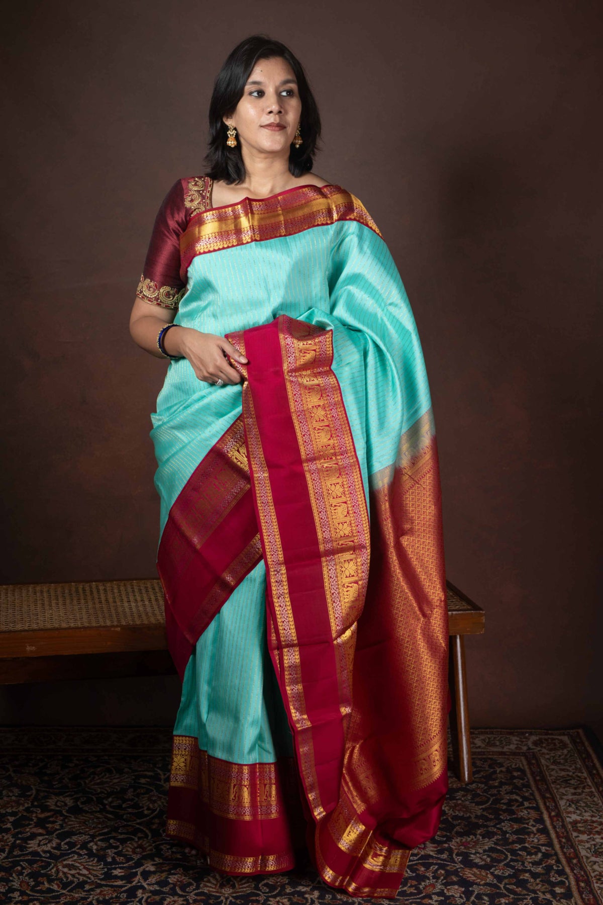 Pastel Blue Pattu Saree