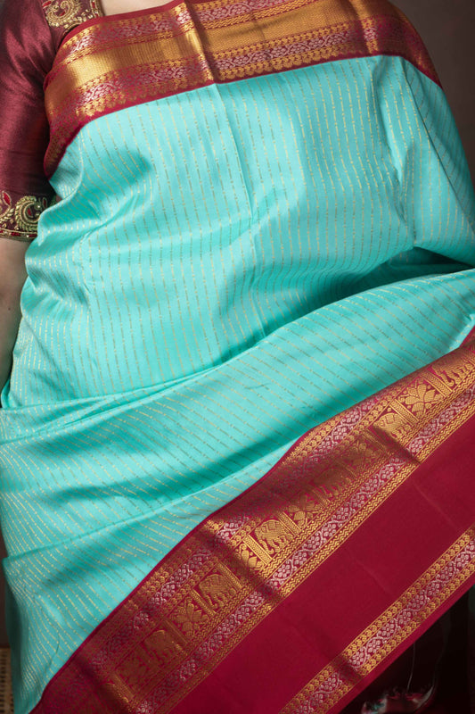 Pastel Blue Pattu Saree