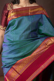 Peacock Blue Saree with Pink Blouse