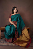 Peacock green pure silk saree