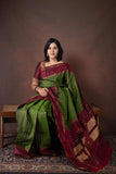 Green and Maroon Silk Saree