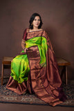 Dual Tone Green Pure Silk Saree