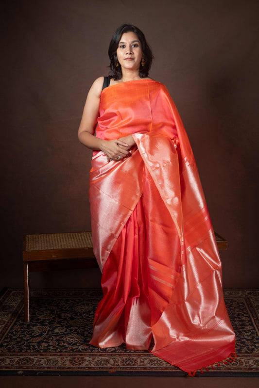 Orange Pure Silk Saree