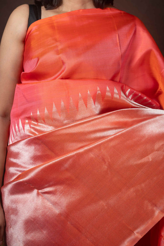 Orange Pure Silk Saree