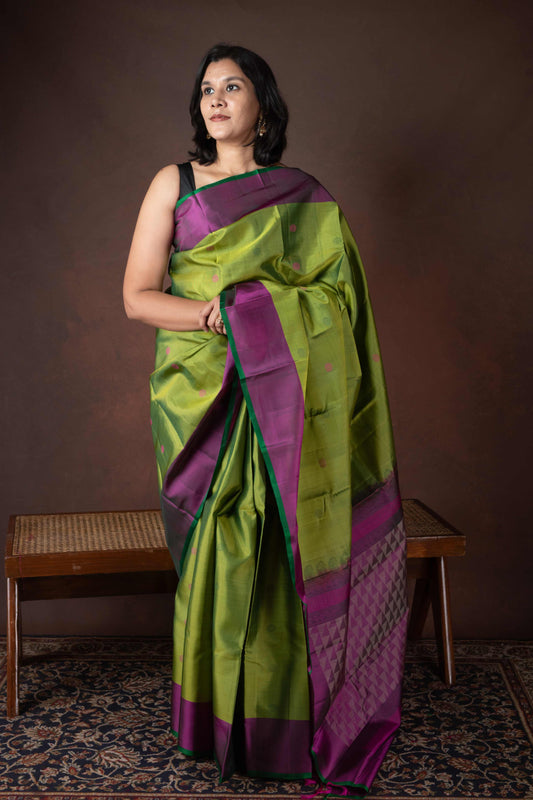 Moss Green Pure Silk Saree