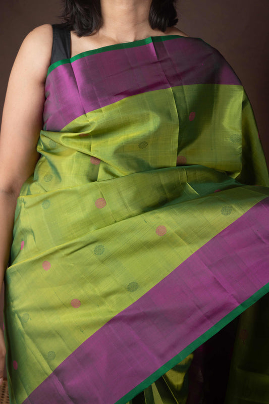 Moss Green Pure Silk Saree