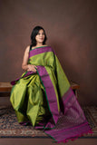 Moss Green Pure Silk Saree