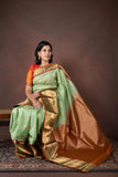 Pastel green bridal silk saree