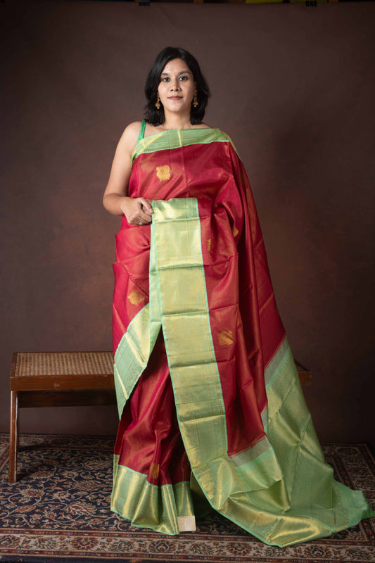 Red pure silk saree