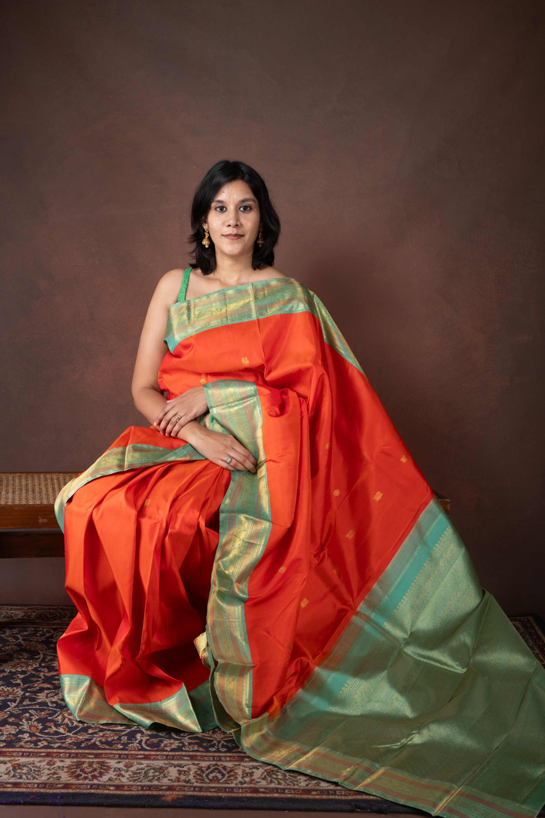 Orange Pure Kanchipuram Silk Saree