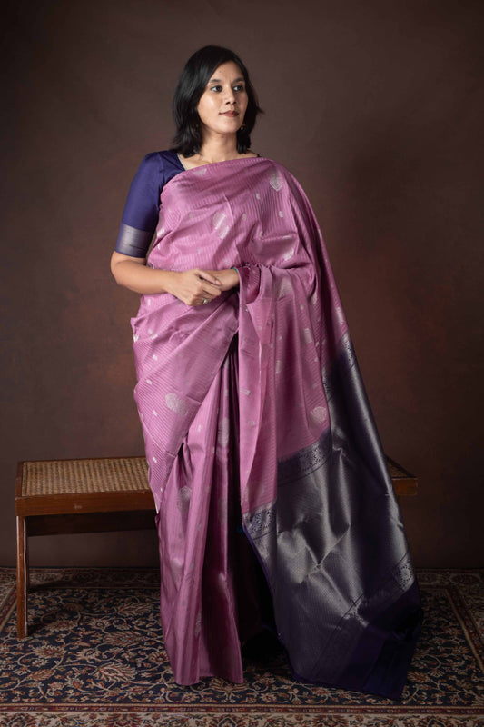 Onion mauve silk saree