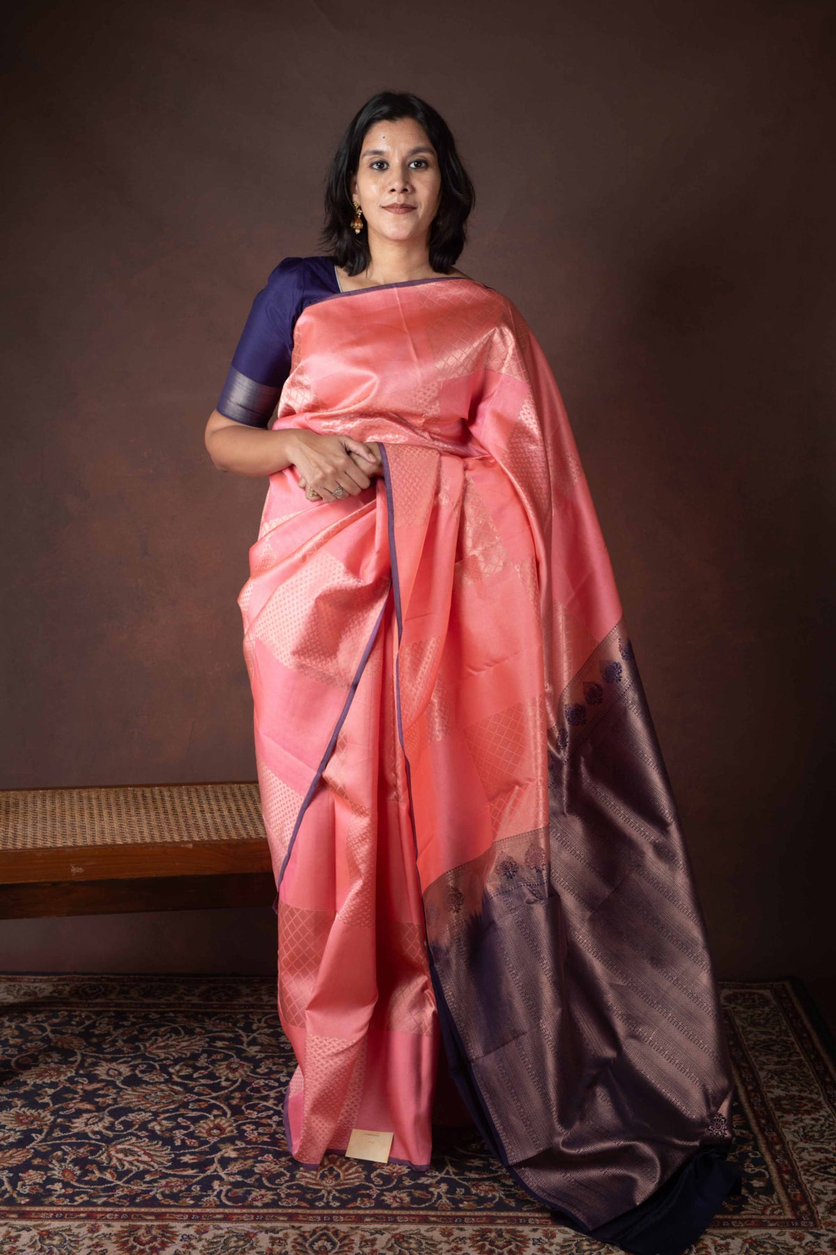 Peach pure silk saree