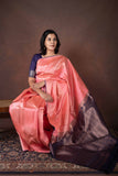 Peach pure silk saree