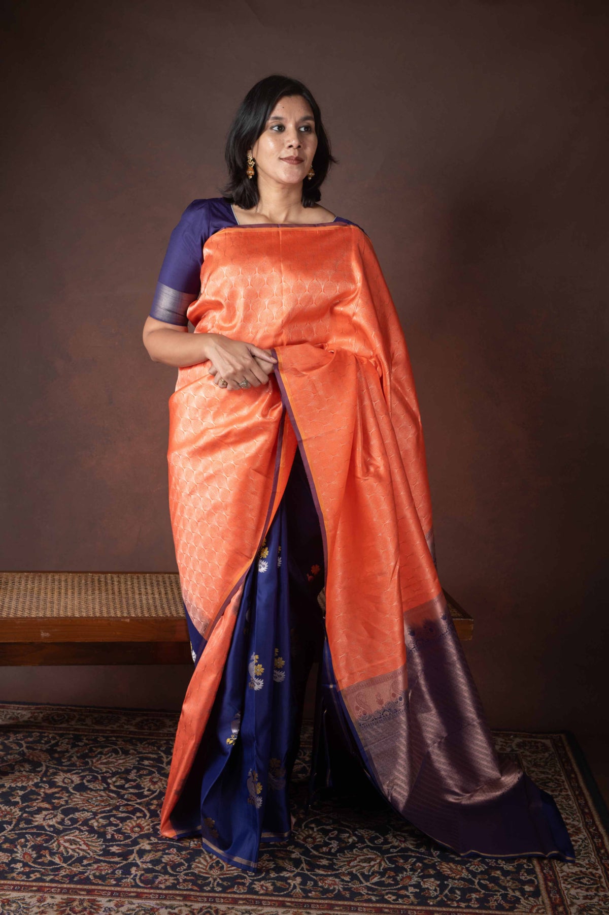 Orange soft silk saree