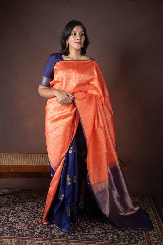 Orange soft silk saree