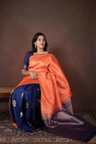 Orange soft silk saree