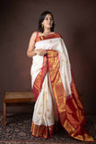 Offwhite pure silk saree