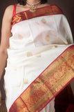 Offwhite pure silk saree