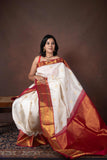 Offwhite pure silk saree