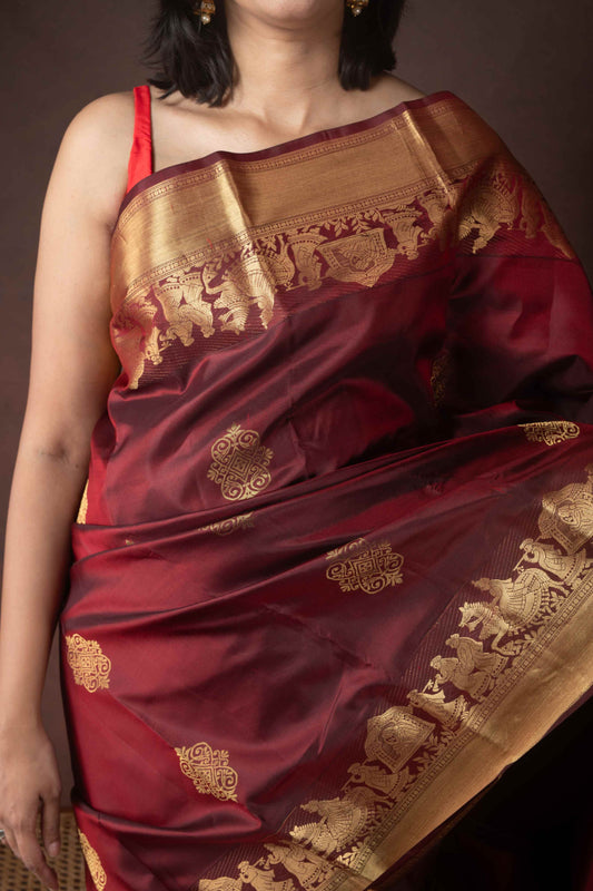 Maroon Pattu Saree