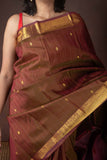 Honey Brown Saree With Pink Border