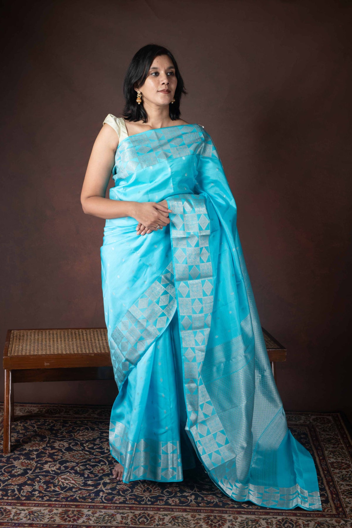 Pastel Blue Kanchipuram Silk Saree