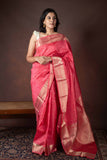 Peachish Pink Silk Saree