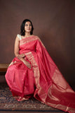 Peachish Pink Silk Saree