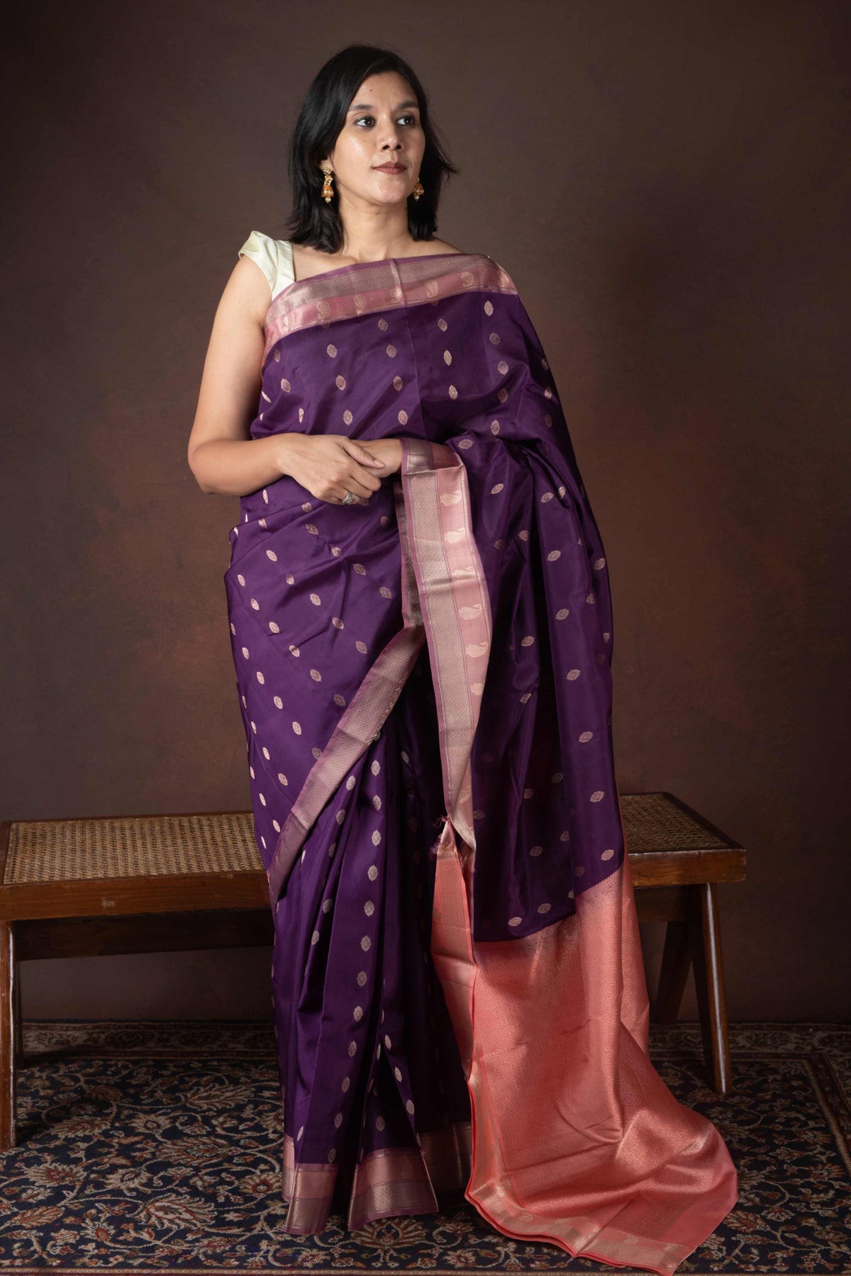 Purple pure silk saree