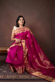 Magenta Pink Pure Silk Saree