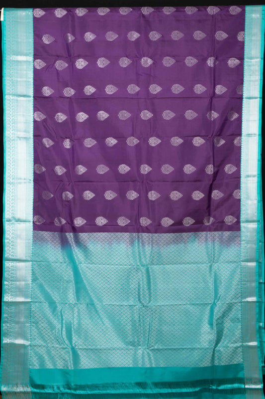 Lavender And Green Pure Touch Silk Saree