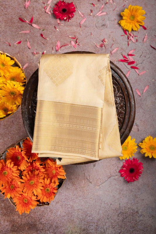 Beige Pure Touch Silk Saree