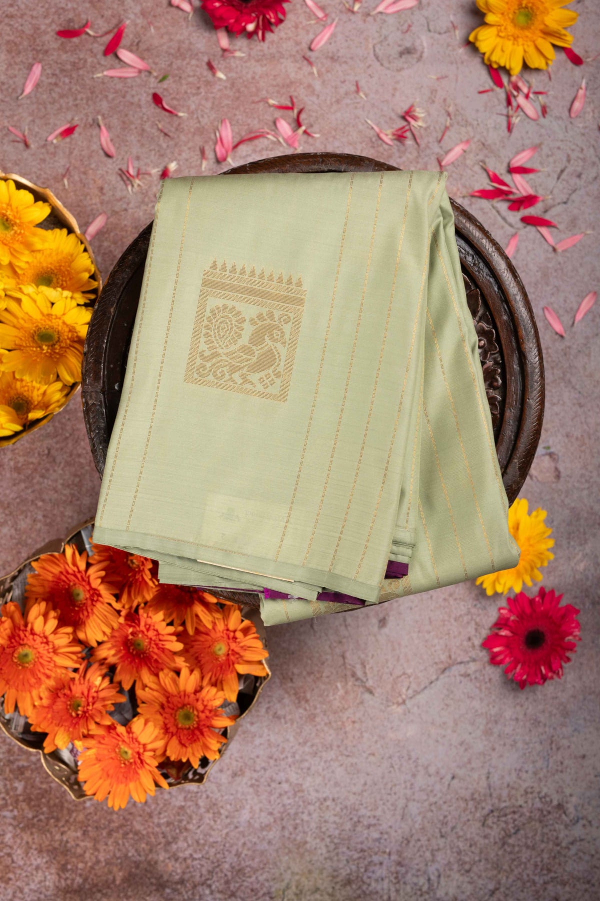 Pastel Green Semi Soft Silk Saree