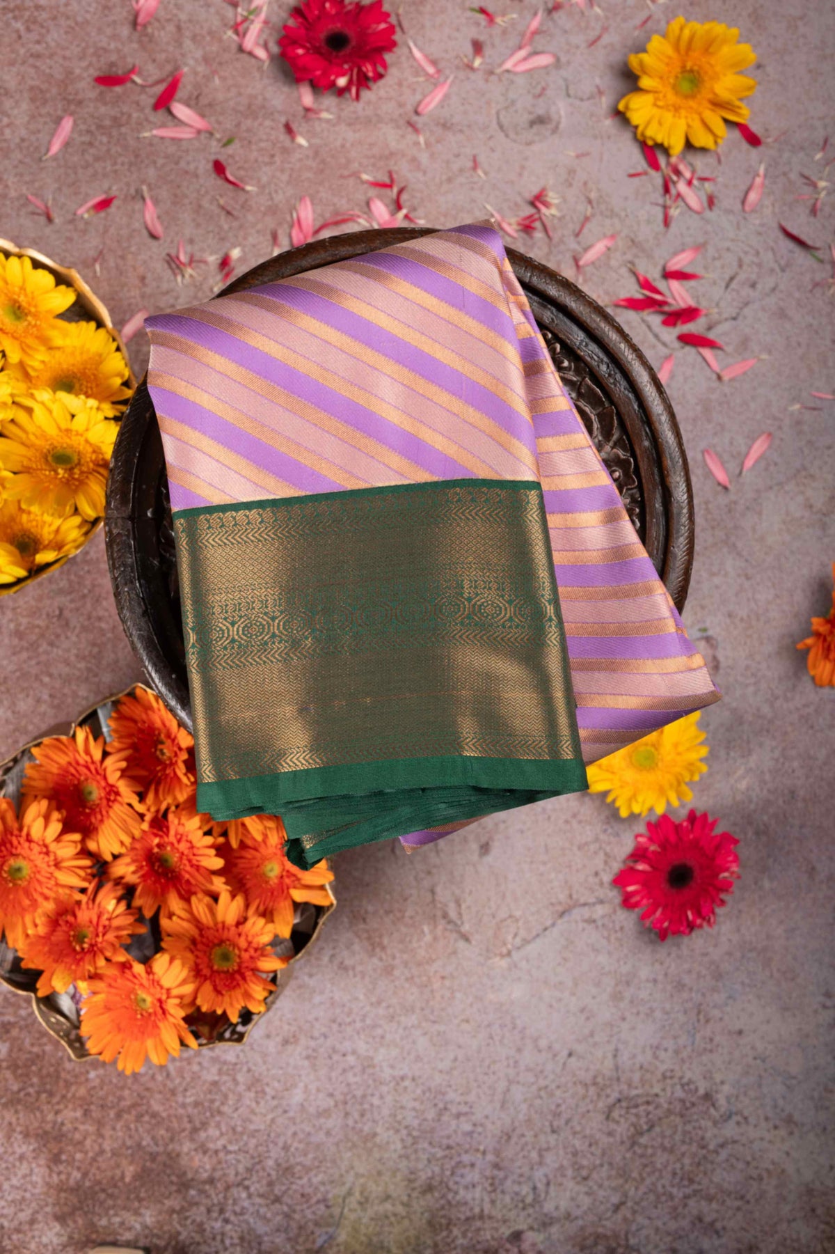 Lavender Semi Silk Saree