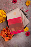 Grey and pink turning semi silk saree