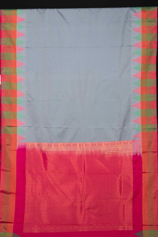 Ice Grey And Pink Traditional Semi Silk Saree